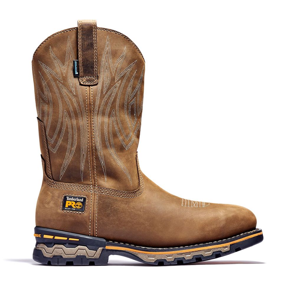 Timberland Μποτακια Εργασίας Ανδρικα Καφε - Pro® Ag Boss Square Alloy Toe Pull-On - Greece 1496830-D